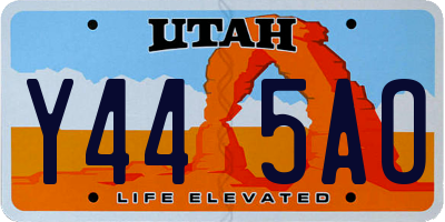 UT license plate Y445AO