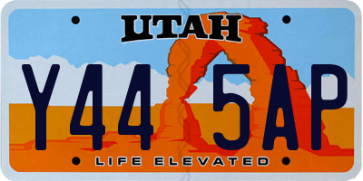 UT license plate Y445AP