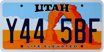 UT license plate Y445BF