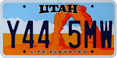 UT license plate Y445MW