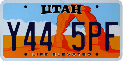 UT license plate Y445PF