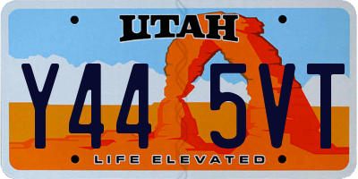 UT license plate Y445VT