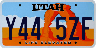 UT license plate Y445ZF