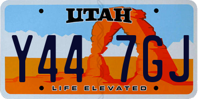 UT license plate Y447GJ