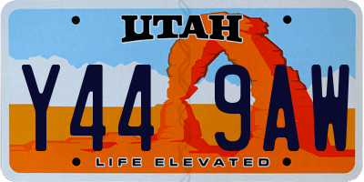 UT license plate Y449AW