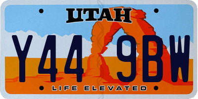 UT license plate Y449BW