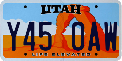 UT license plate Y450AW