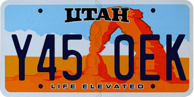 UT license plate Y450EK