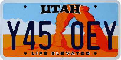 UT license plate Y450EY