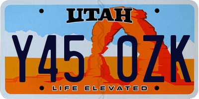 UT license plate Y450ZK