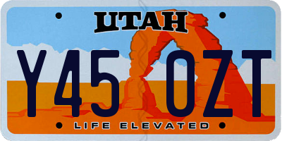 UT license plate Y450ZT