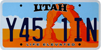 UT license plate Y451IN