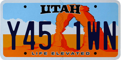 UT license plate Y451WN