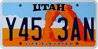 UT license plate Y453AN