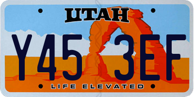 UT license plate Y453EF