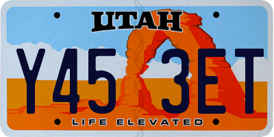 UT license plate Y453ET