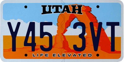 UT license plate Y453VT
