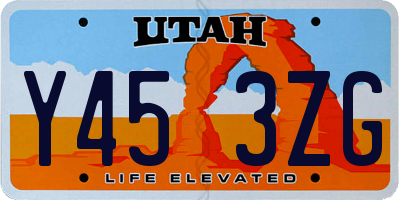 UT license plate Y453ZG