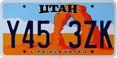 UT license plate Y453ZK