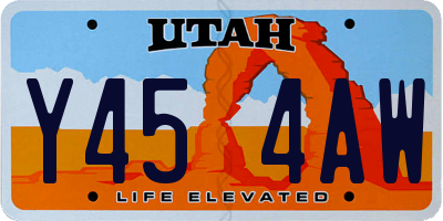 UT license plate Y454AW