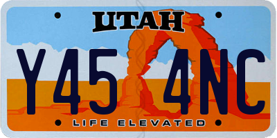 UT license plate Y454NC