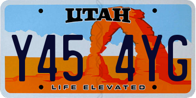 UT license plate Y454YG