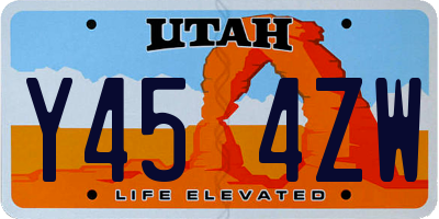 UT license plate Y454ZW