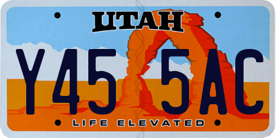 UT license plate Y455AC