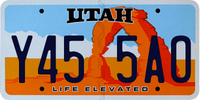 UT license plate Y455AO