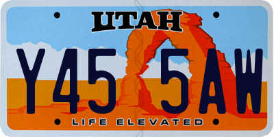 UT license plate Y455AW