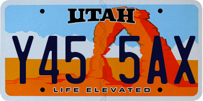UT license plate Y455AX