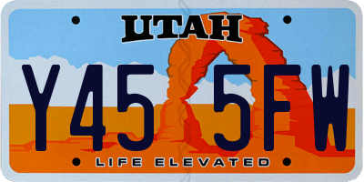 UT license plate Y455FW