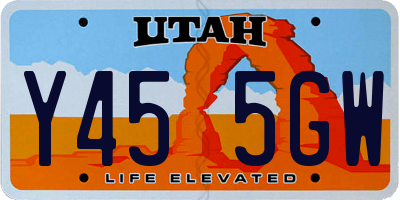 UT license plate Y455GW