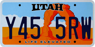 UT license plate Y455RW