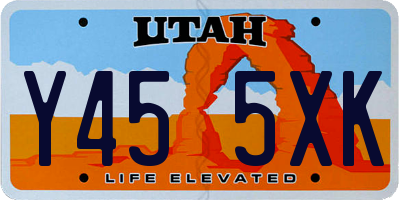 UT license plate Y455XK