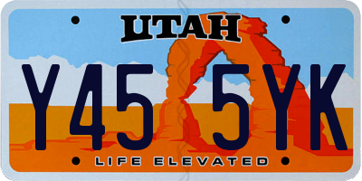 UT license plate Y455YK