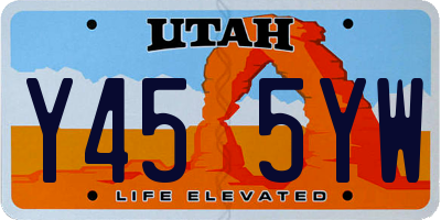 UT license plate Y455YW