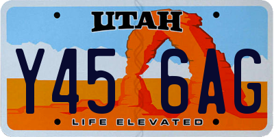UT license plate Y456AG