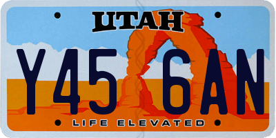 UT license plate Y456AN