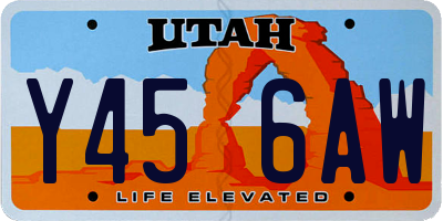 UT license plate Y456AW