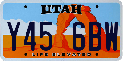 UT license plate Y456BW