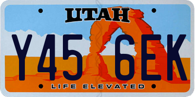 UT license plate Y456EK