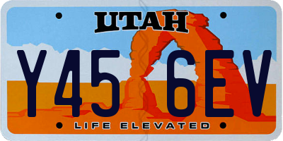UT license plate Y456EV