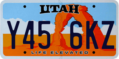 UT license plate Y456KZ