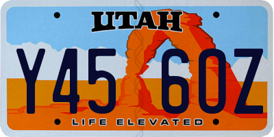 UT license plate Y456OZ