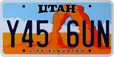 UT license plate Y456UN