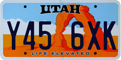 UT license plate Y456XK