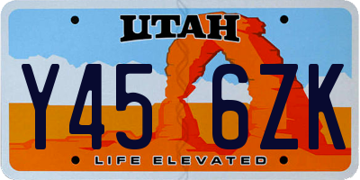 UT license plate Y456ZK