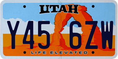 UT license plate Y456ZW