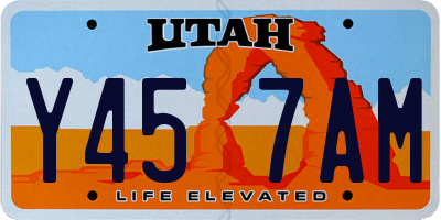 UT license plate Y457AM